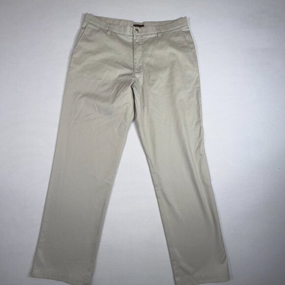 NWOT Cherokee Ultimate Khaki Men's Flat Front Pants Tag Size 36 34 Tan Workwear - Picture 8 of 11